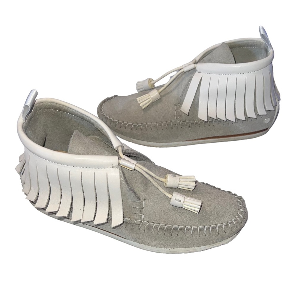 rag & bone Gray and White Fringed Ankle Boots
